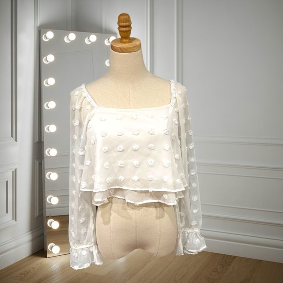 Altar’d State Sheer Polka Dot Peplum Blouse – Size Small - Picture 1 of 8